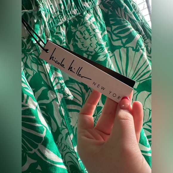 NWT Nicole Miller | Green Floral Wide-Leg Pants - Picture 5 of 7